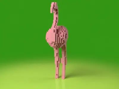 Flamingo Minecraft Voxel Low-poly 3D model