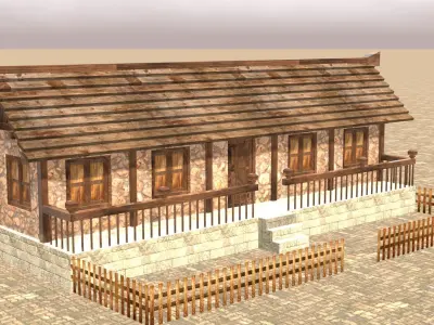 Handcrafted Low Poly Medieval House Models for 3D Scenes Low-poly 3D model