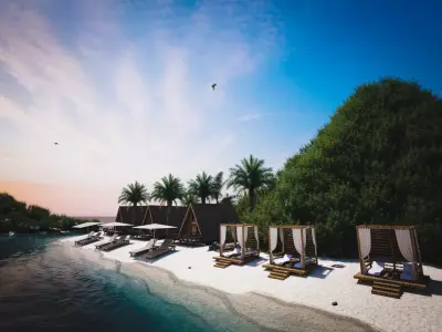 Photorealistic Beach Resort and Island - D5 Render Scene 3D model