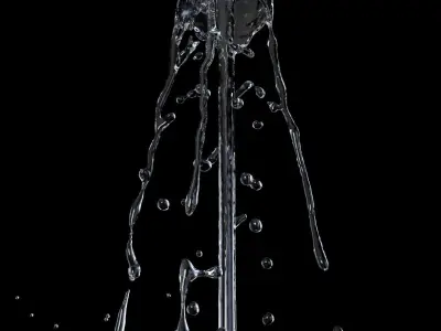 Animated splashing fountain water simulation 3D model