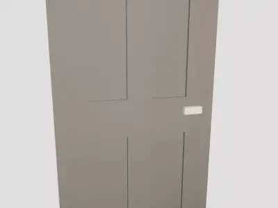 Low Poly Door with four panels Low-poly 3D model