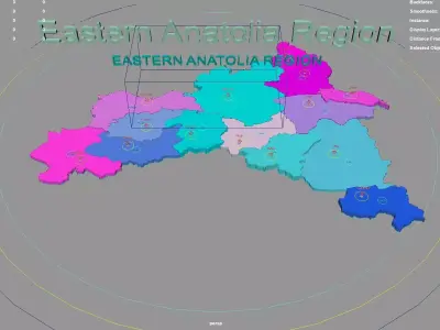 Eastern Anatolia Region  Turkey map region geography political 3D model