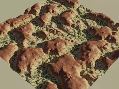 Canyon Realistic Terrain 4k PBR Landscape Low-poly 3D model Low-poly 3D model