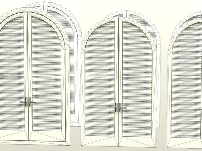 Louvered Painted Door game ready asset Low-poly 3D model