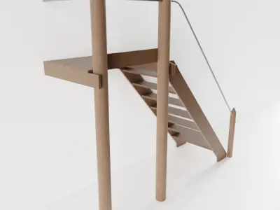 Old Exterior Staircase Low-poly 3D model