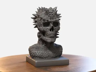 Robot Skull dragon bust Cyborg skull dragon 3D print model