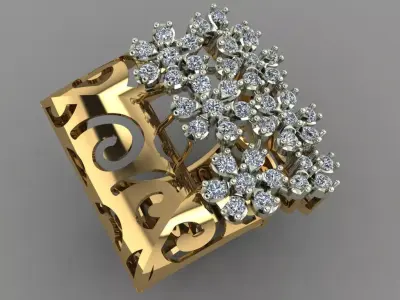 Beautifull Jali On Surface With The Flower Of Daimonds Ring  3D print model