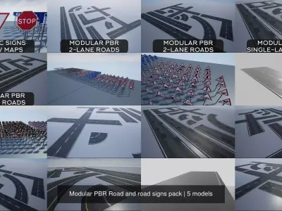 Modular PBR Road and road signs pack