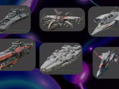  Spaceship Pack  24 PBR Game Ready  Low-poly 3D model