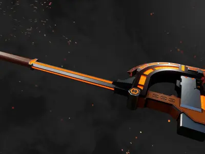 Future Sci-Fi Axe Game-Ready Low-poly 3D model