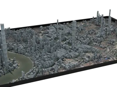 City of Shanghai Low-poly 3D model