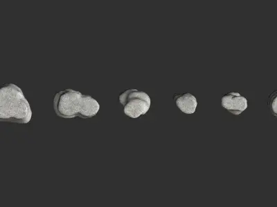 Short Flat Rocks - White 1 Low-poly 3D model