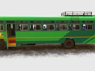 INDIAN HIRKANI ST BUS V 01 Dark green And Light green Low-poly 3D model