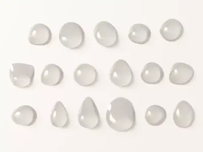 17 Water Droplets 3D model - Set of Water Drop 3D model