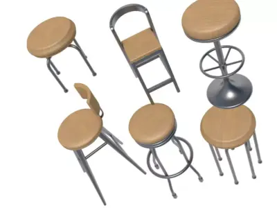 Bar chair collection 3D model