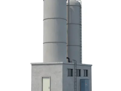 Industrial Silo Building Low-poly 3D model