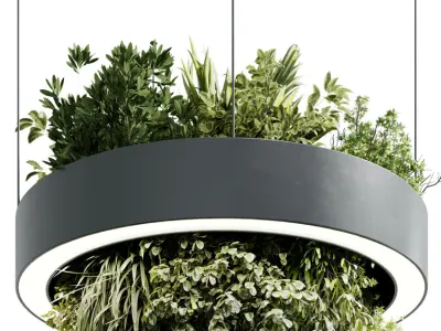 Circle pot light pendant - plant light hanging 30 3D model
