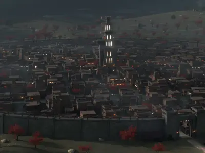 Destert town Set Low-poly 3D model