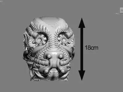 Skull robot dragon Headphone Stand Cyborg skull dragon  3D print model