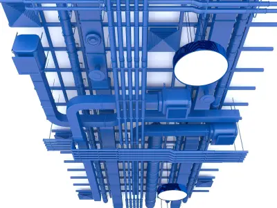 Pipes industrial ceiling 3D model