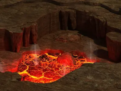 Craters mountains Grand Canyon Hell  Canyon sea of fire volcano 3D model