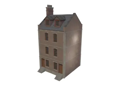 The facade of the house empty inside  Low poly textured Low-poly 3D model