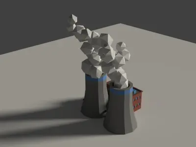 Low Poly Cartoon Factory 2 Low-poly 3D model