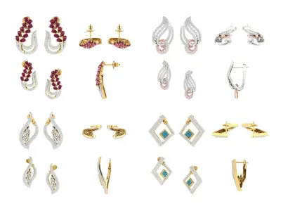 BULK-3DM-With Gems-EARRING 150 Files 3D print model