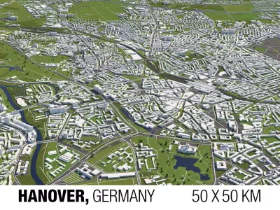 Hanover Germany 50x50km 3D City Map 3D model