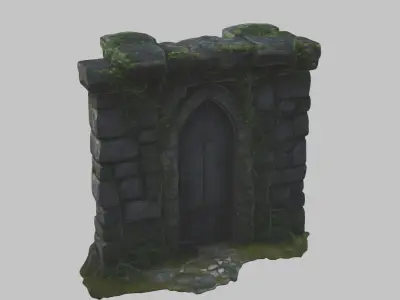 Dark Fantasy Medieval Wall Door Low-poly 3D model