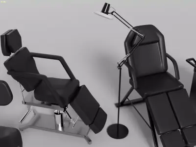 Tattoo Light Lamp Drawer Chairs all in one Low-poly 3D model