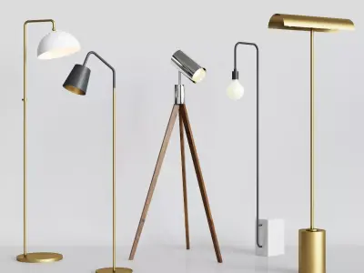 CB2 5 Floor Lamps Set 3 3D model