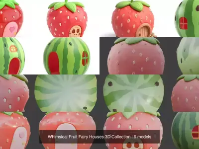 Whimsical Fruit Fairy Houses 3D Collection 3D Model Pack