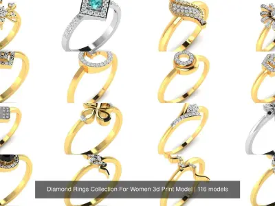 Diamond Rings Collection For Women 3d Print Model 3D Model Pack