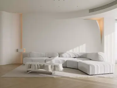 Modern minimalist living room scene 3D model