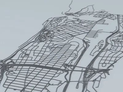 Manhattan Island in New York City Road Network and Streets 3D model