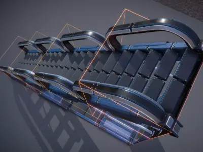Sci-Fi Stairs Collection Blue Version Low-poly 3D model