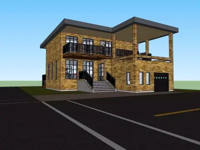 House building with stairs and balconies 3D model