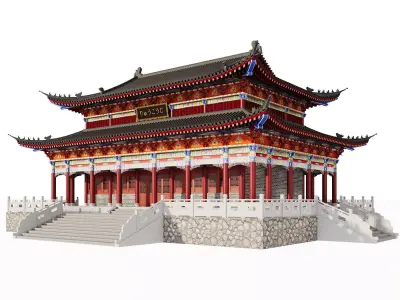 Japan Imperial Temple Hall 3D model