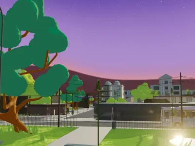 Woodland town Low-poly 3D model