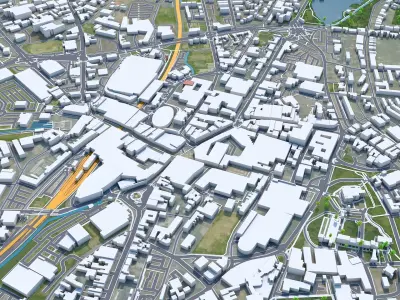Walsall United Kingdom 30km Low-poly 3D model