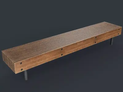 Modern Outdoor Bench 50 PBR Game Ready Low-poly 3D model