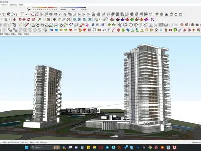 Modern office apartment building 3d model 3D model