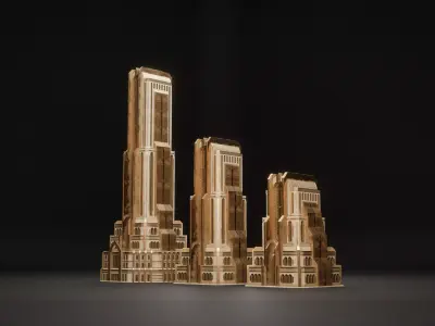FANTASY ART DECO ARCHITECTURE CLASSIC 01 Low-poly 3D model