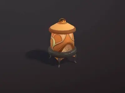 Cartoon ornament table and chair Low-poly 3D model