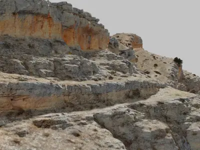 Huge Mountain Cliff Side Drone Scan PBR Low-poly 3D model