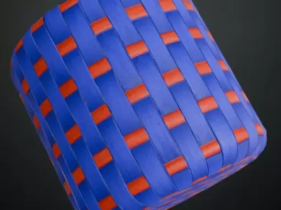 Stylized Blue and Orange Woven Plastic PBR Seamless Texture