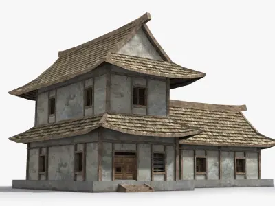 Ancient house x3 Low-poly 3D model