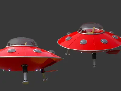 Alien Spaceship Cartoon Low-poly 3D model
