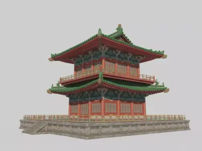 Asian ancient architecture palace attic 3D model